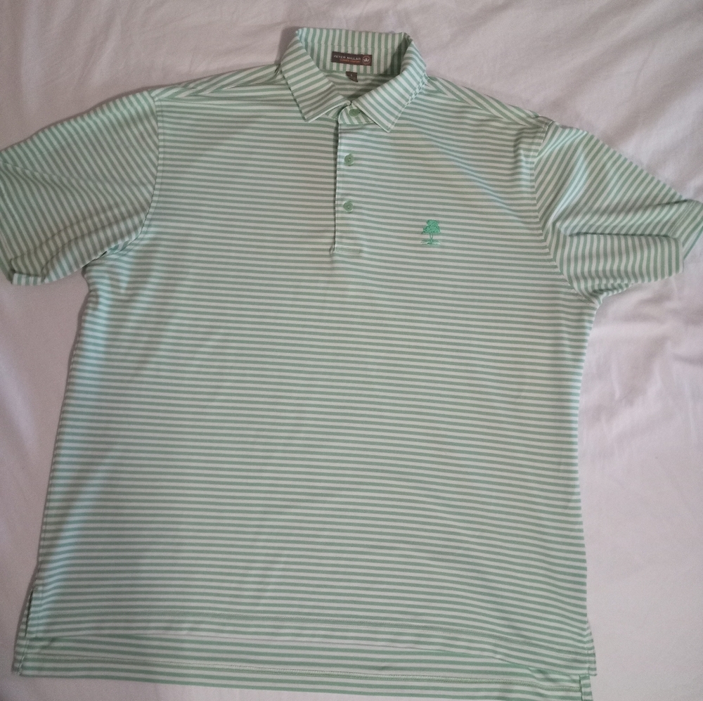 Peter Millar Summer Comfort green white polo L